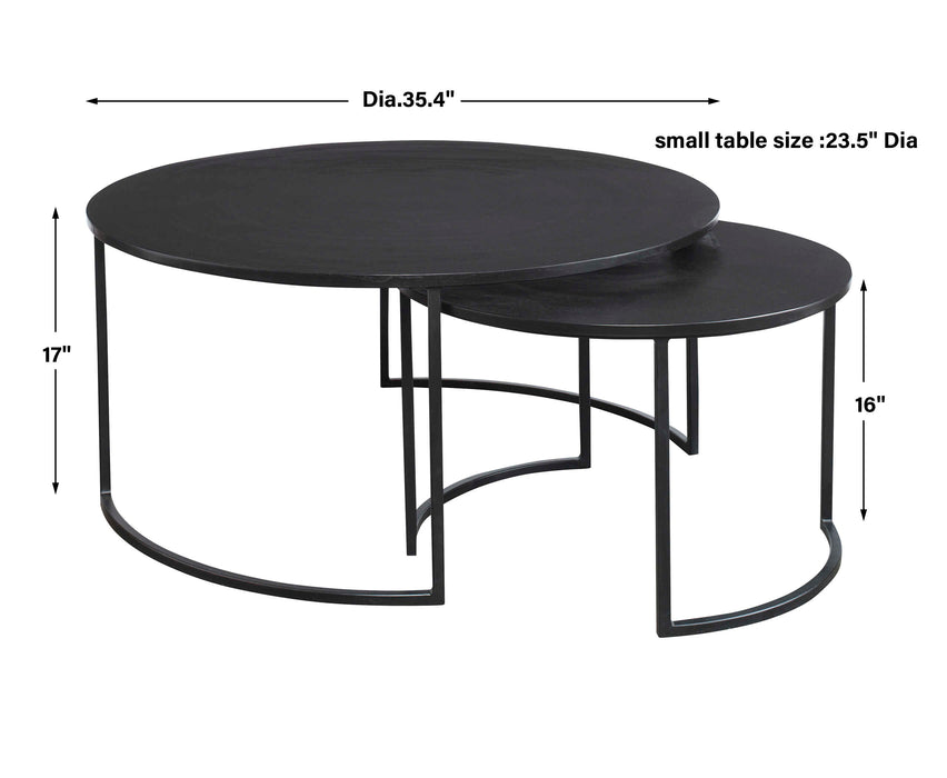 Barnette Coffee Tables S/2 Oxidized Black-Furniture-Uttermost-Lighting Design Store