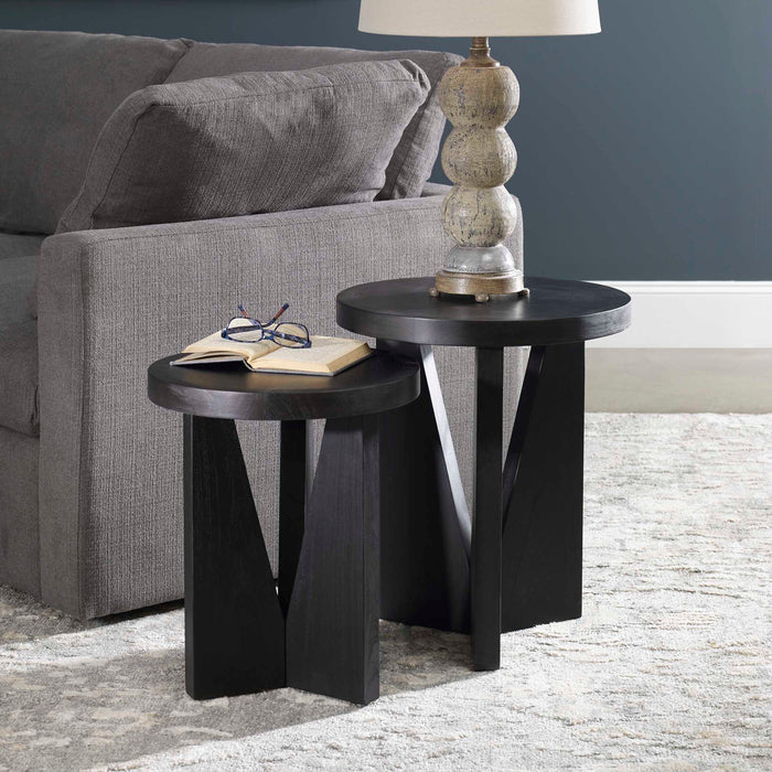 Nadette Nesting Tables, S/2 Dark Espresso-Furniture-Uttermost-Lighting Design Store
