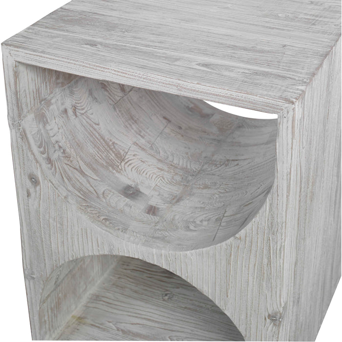 Hans Side Table Distressed Ivory-Furniture-Uttermost-Lighting Design Store