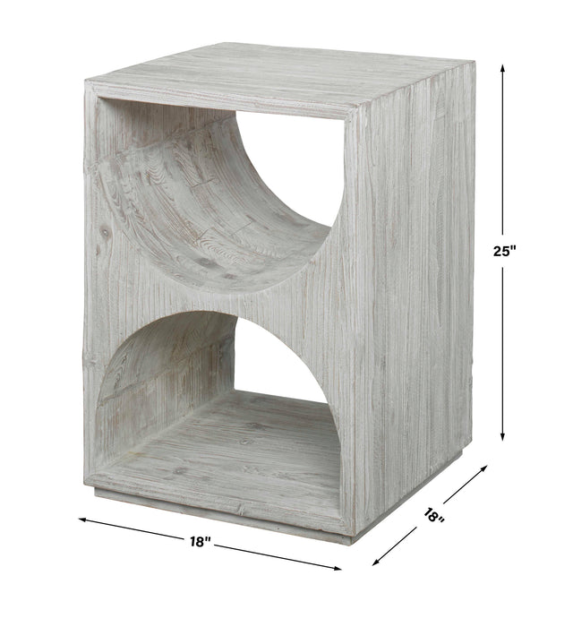 Hans Side Table Distressed Ivory-Furniture-Uttermost-Lighting Design Store