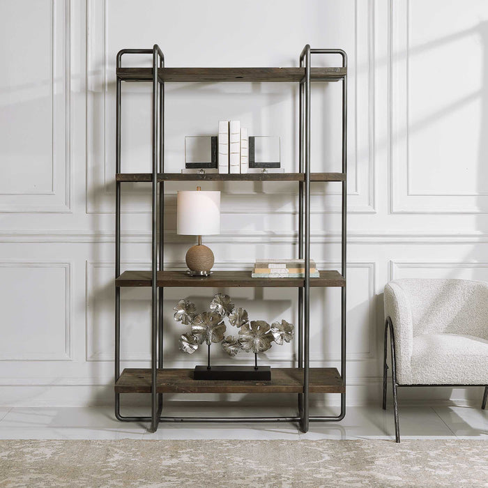 Stilo Etagere Dark Brushed Pewter-Furniture-Uttermost-Lighting Design Store