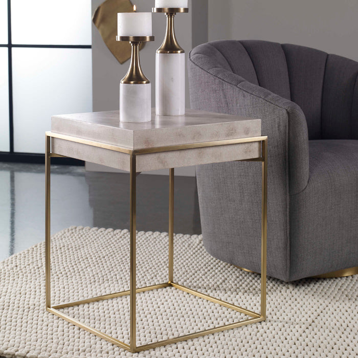 Inda Accent Table Brushed Brass-Furniture-Uttermost-Lighting Design Store