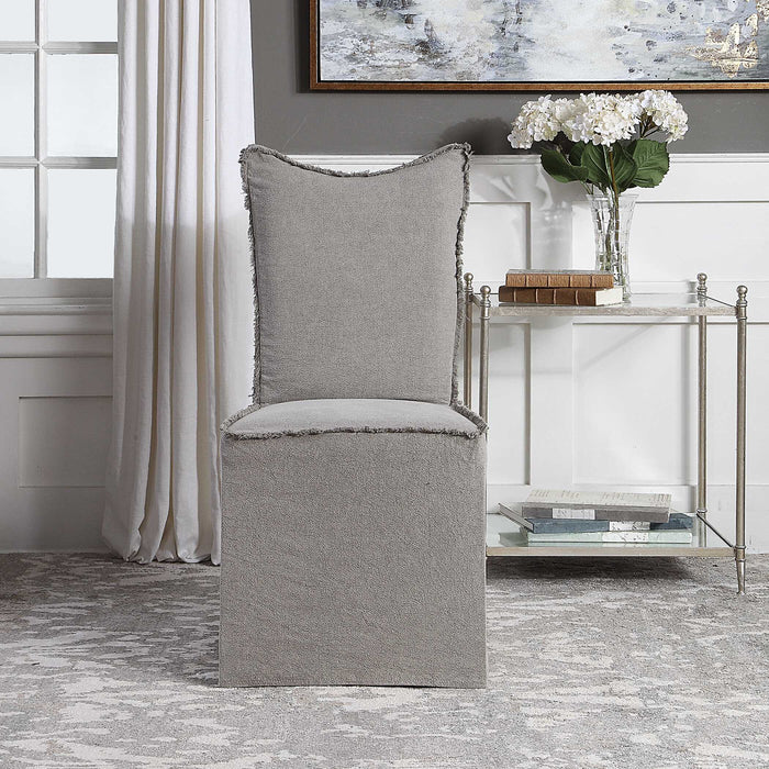 Narissa Armless Chairs, Set Of 2 Gray Linen-Furniture-Uttermost-Lighting Design Store