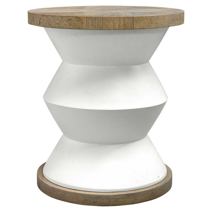Spool Side Table Matte White-Furniture-Uttermost-Lighting Design Store