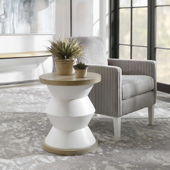 Spool Side Table Matte White-Furniture-Uttermost-Lighting Design Store