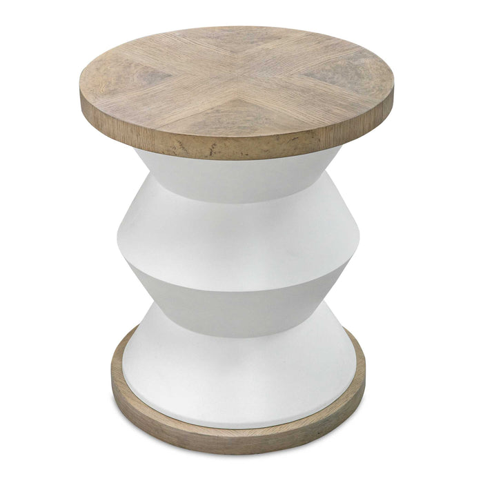 Spool Side Table Matte White-Furniture-Uttermost-Lighting Design Store