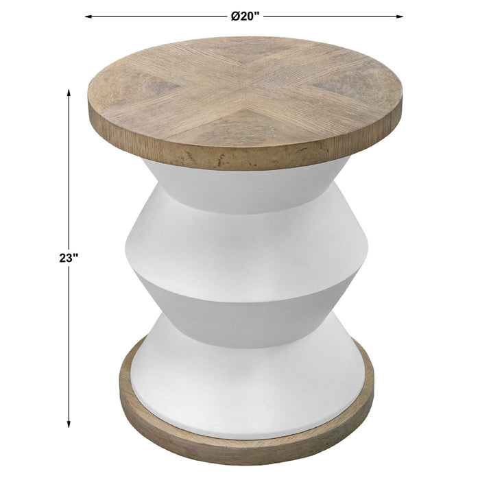 Spool Side Table Matte White-Furniture-Uttermost-Lighting Design Store