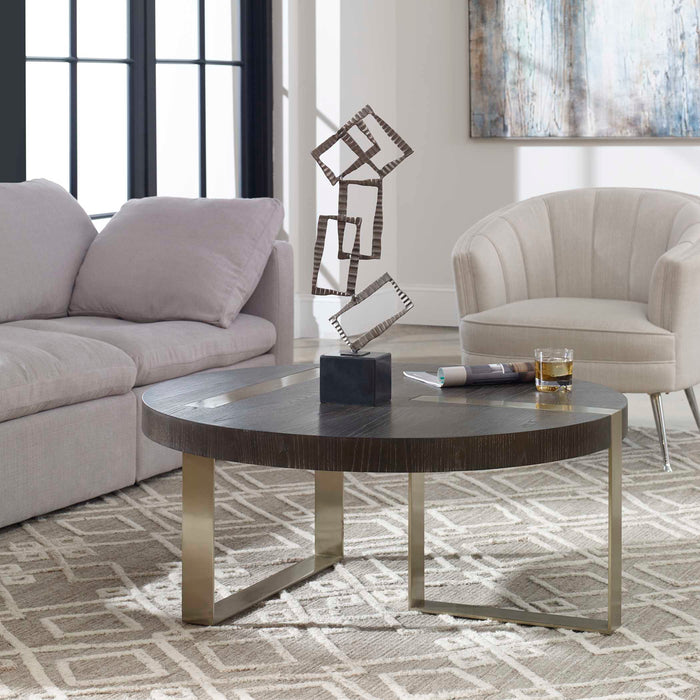 Converge Coffee Table Brushed Pewter-Furniture-Uttermost-Lighting Design Store
