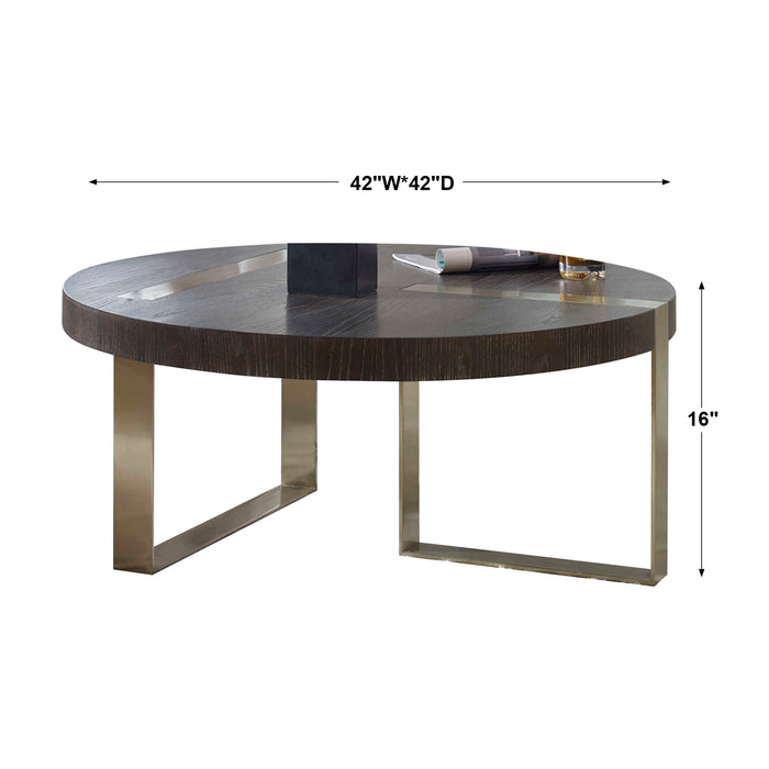 Converge Coffee Table Brushed Pewter-Furniture-Uttermost-Lighting Design Store