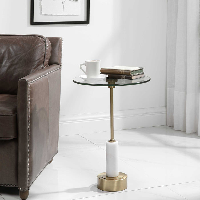 Portsmouth Accent Table Brushed Brass-Furniture-Uttermost-Lighting Design Store