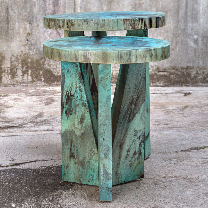 Nadette Nesting Tables, S/2 Blue-green-Furniture-Uttermost-Lighting Design Store