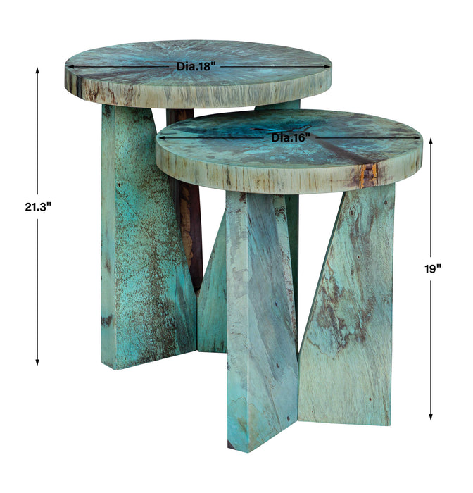 Nadette Nesting Tables, S/2 Blue-green-Furniture-Uttermost-Lighting Design Store