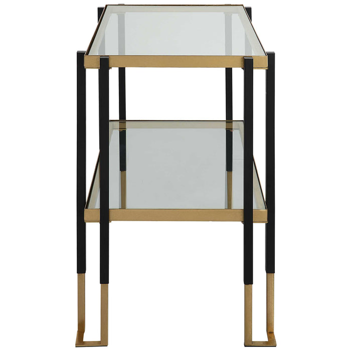 Kentmore Side Table Matte Black And Brushed Gold-Furniture-Uttermost-Lighting Design Store