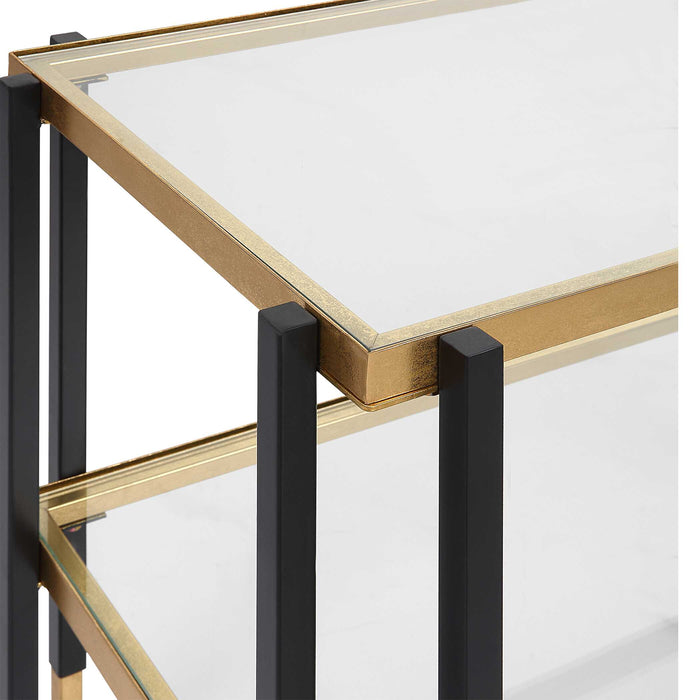 Kentmore Side Table Matte Black And Brushed Gold-Furniture-Uttermost-Lighting Design Store