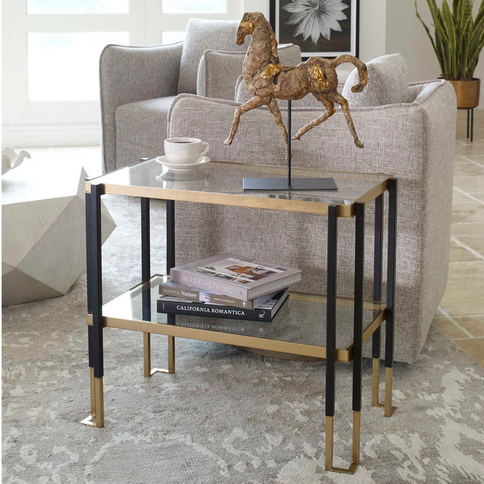 Kentmore Side Table Matte Black And Brushed Gold-Furniture-Uttermost-Lighting Design Store