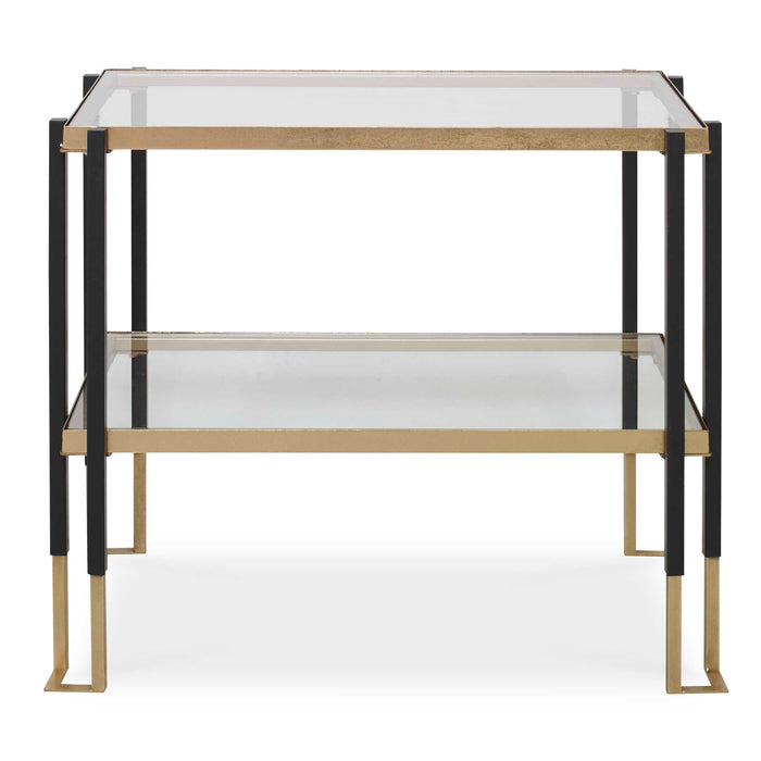 Kentmore Side Table Matte Black And Brushed Gold-Furniture-Uttermost-Lighting Design Store