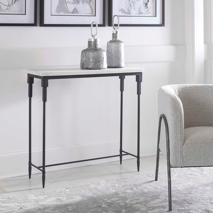 Bourges Console Table Satin Black-Furniture-Uttermost-Lighting Design Store