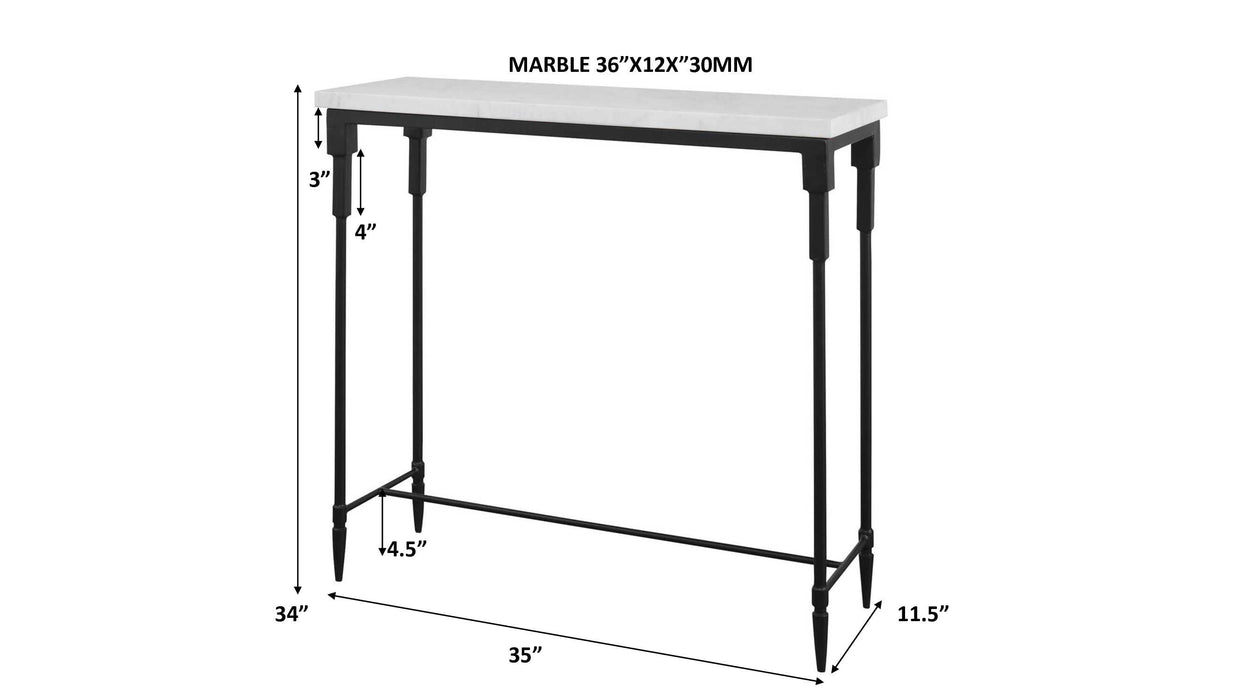 Bourges Console Table Satin Black-Furniture-Uttermost-Lighting Design Store