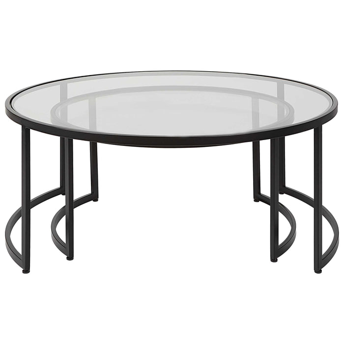 Rhea Nesting Coffee Tables S/2 Satin Black-Furniture-Uttermost-Lighting Design Store