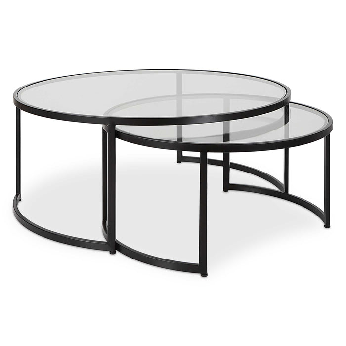 Rhea Nesting Coffee Tables S/2 Satin Black-Furniture-Uttermost-Lighting Design Store