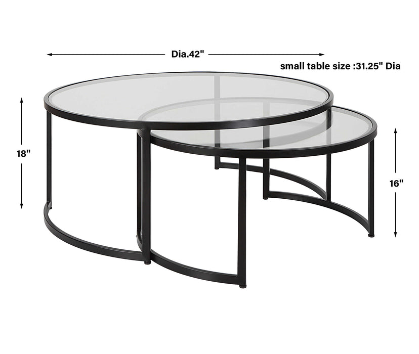Rhea Nesting Coffee Tables S/2 Satin Black-Furniture-Uttermost-Lighting Design Store