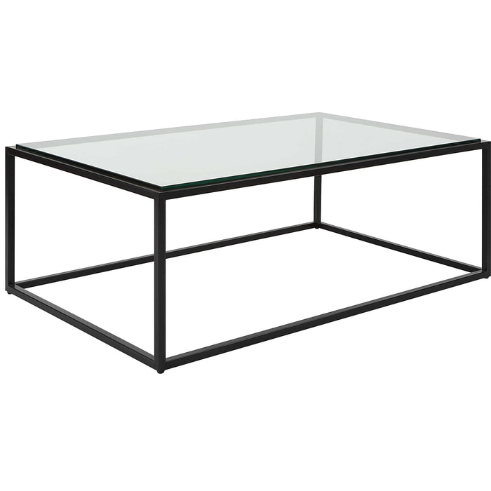 Bravura Coffee Table Satin Black-Furniture-Uttermost-Lighting Design Store