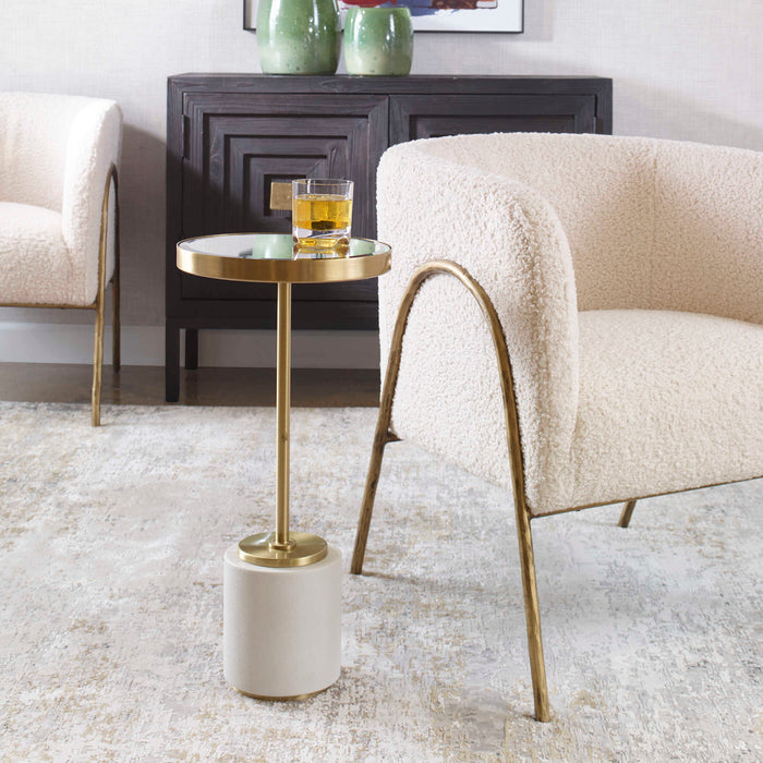 Laurier Drink Table Brushed Brass-Furniture-Uttermost-Lighting Design Store