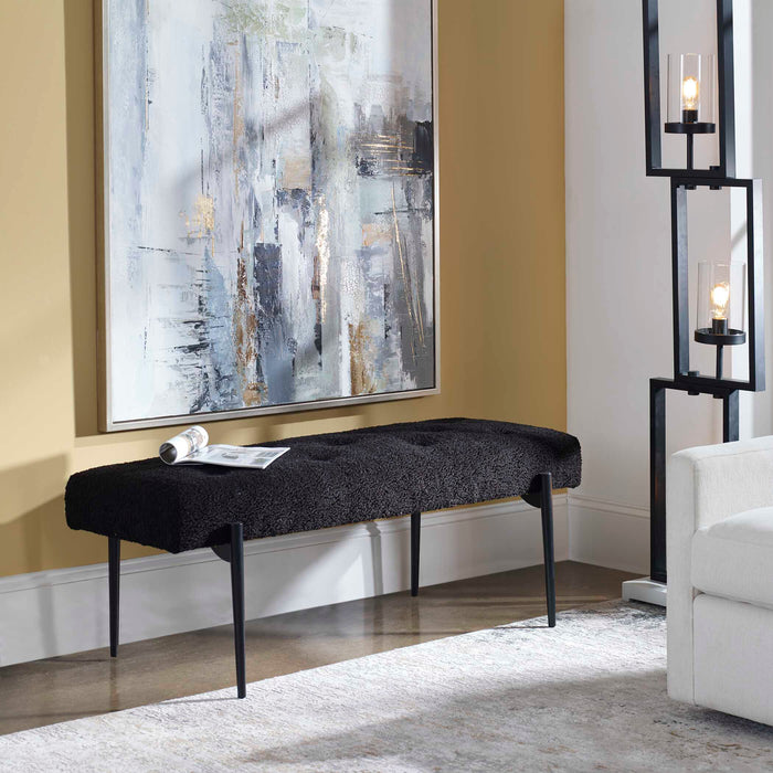 Olivier Bench Satin Black-Furniture-Uttermost-Lighting Design Store