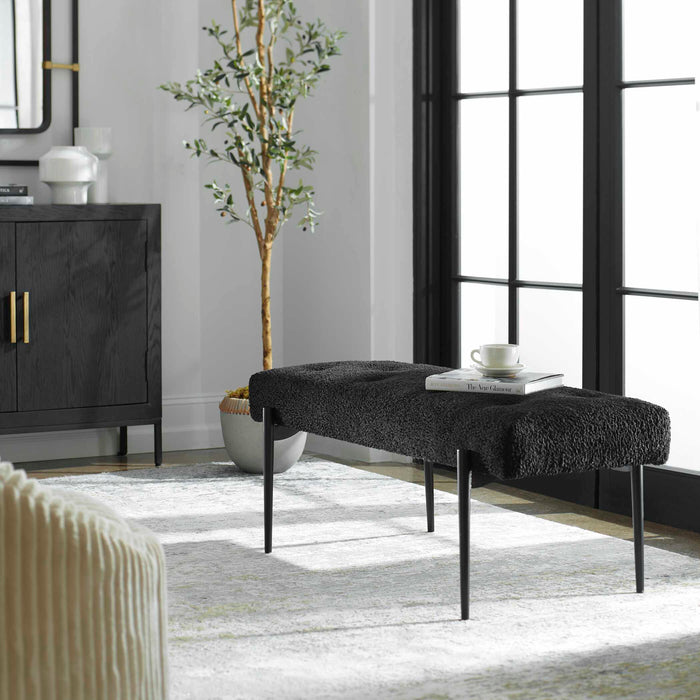 Olivier Bench Satin Black-Furniture-Uttermost-Lighting Design Store