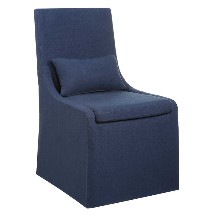 Coley Armless Chair Blue Linen-Furniture-Uttermost-Lighting Design Store