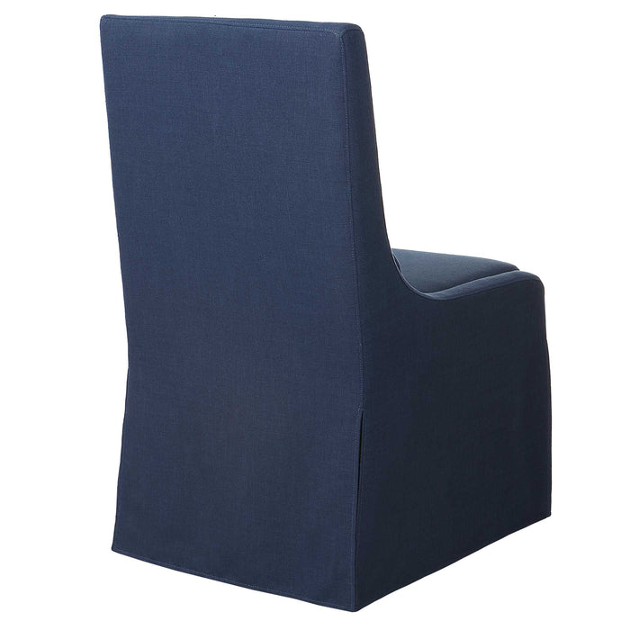 Coley Armless Chair Blue Linen-Furniture-Uttermost-Lighting Design Store