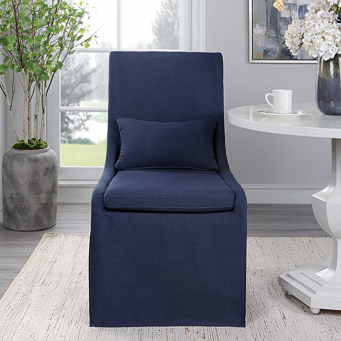 Coley Armless Chair Blue Linen-Furniture-Uttermost-Lighting Design Store