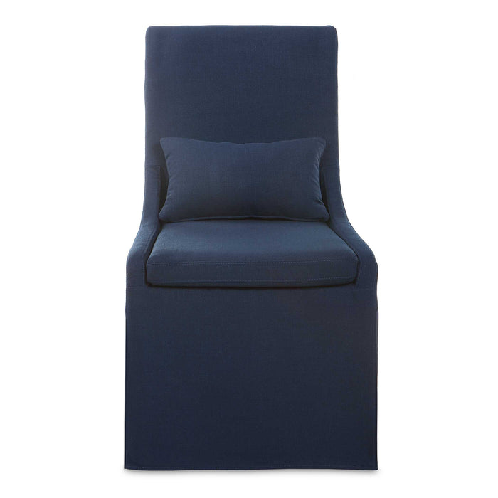 Coley Armless Chair Blue Linen-Furniture-Uttermost-Lighting Design Store
