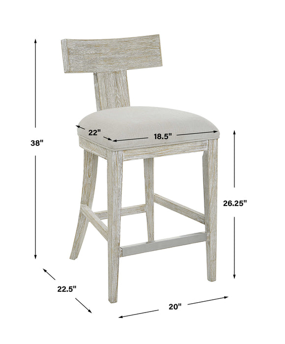 Idris Counter Stool Whitewashed-Furniture-Uttermost-Lighting Design Store
