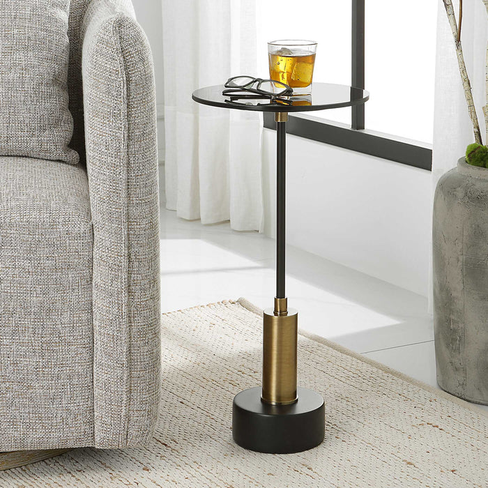 Spector Accent Table Brushed Brass And Satin Black Iron-Furniture-Uttermost-Lighting Design Store