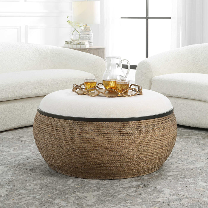 Island Ottoman / Coffee Table Matte Black-Furniture-Uttermost-Lighting Design Store