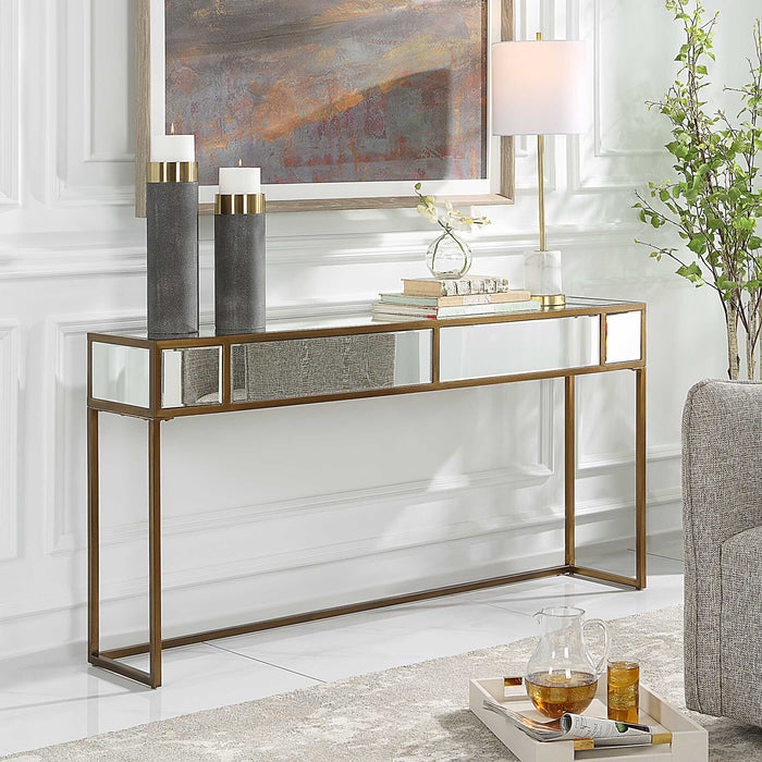 Reflect Console Table Brushed Aged Gold-Furniture-Uttermost-Lighting Design Store