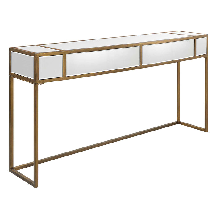 Reflect Console Table Brushed Aged Gold-Furniture-Uttermost-Lighting Design Store