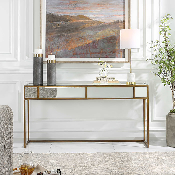 Reflect Console Table Brushed Aged Gold-Furniture-Uttermost-Lighting Design Store