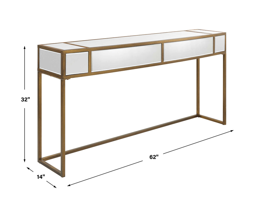 Reflect Console Table Brushed Aged Gold-Furniture-Uttermost-Lighting Design Store