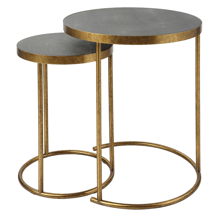 Aragon Nesting Tables, S/2 Antique Burnished Brass-Furniture-Uttermost-Lighting Design Store