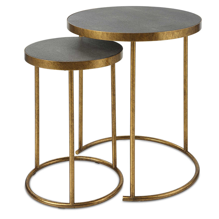 Aragon Nesting Tables, S/2 Antique Burnished Brass-Furniture-Uttermost-Lighting Design Store