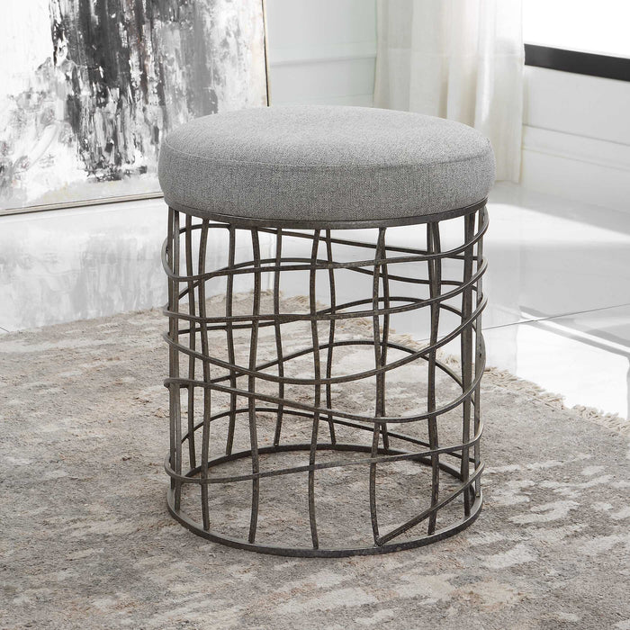 Carnival Accent Stool Burnished Silver-Furniture-Uttermost-Lighting Design Store
