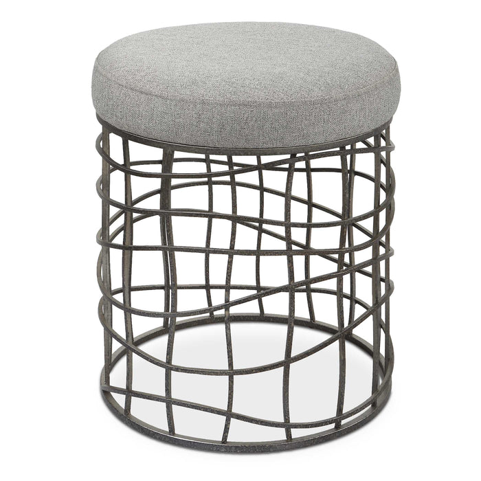Carnival Accent Stool Burnished Silver-Furniture-Uttermost-Lighting Design Store
