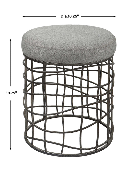 Carnival Accent Stool Burnished Silver-Furniture-Uttermost-Lighting Design Store