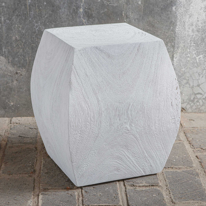 Grove Accent Stool Soft Ivory With Natural Wood-Furniture-Uttermost-Lighting Design Store