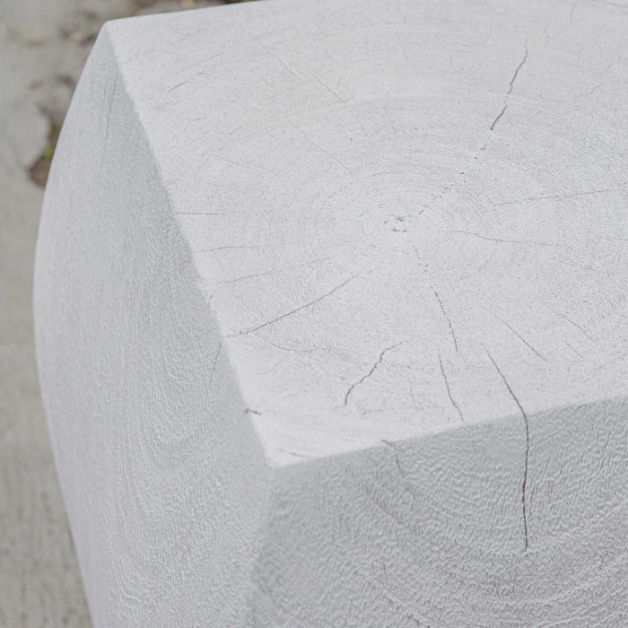 Grove Accent Stool Soft Ivory With Natural Wood-Furniture-Uttermost-Lighting Design Store