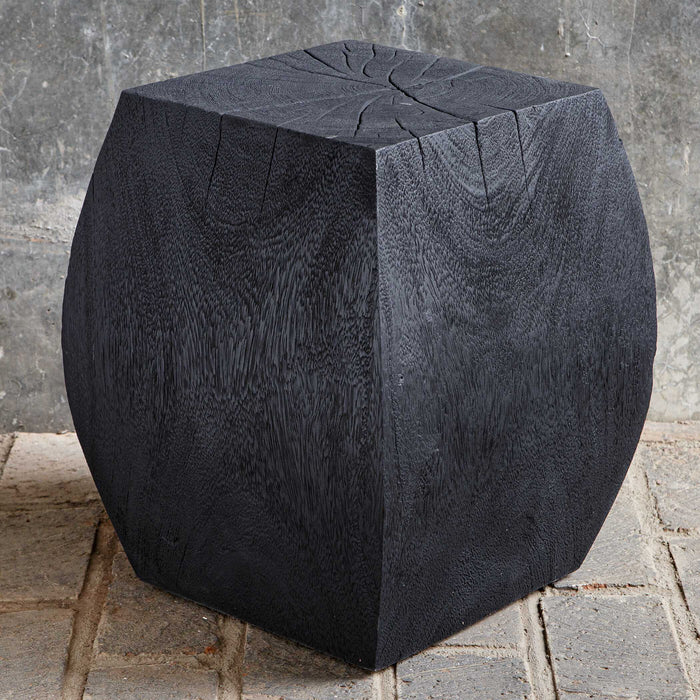 Grove Accent Stool Rustic Black-Furniture-Uttermost-Lighting Design Store