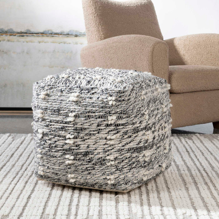 Narol Pouf Charcoal And Black-Furniture-Uttermost-Lighting Design Store