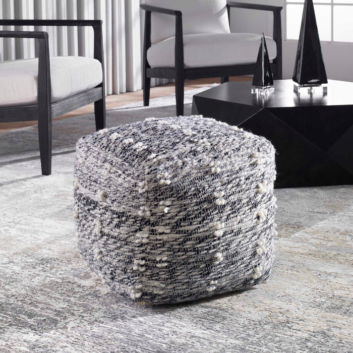Narol Pouf Charcoal And Black-Furniture-Uttermost-Lighting Design Store